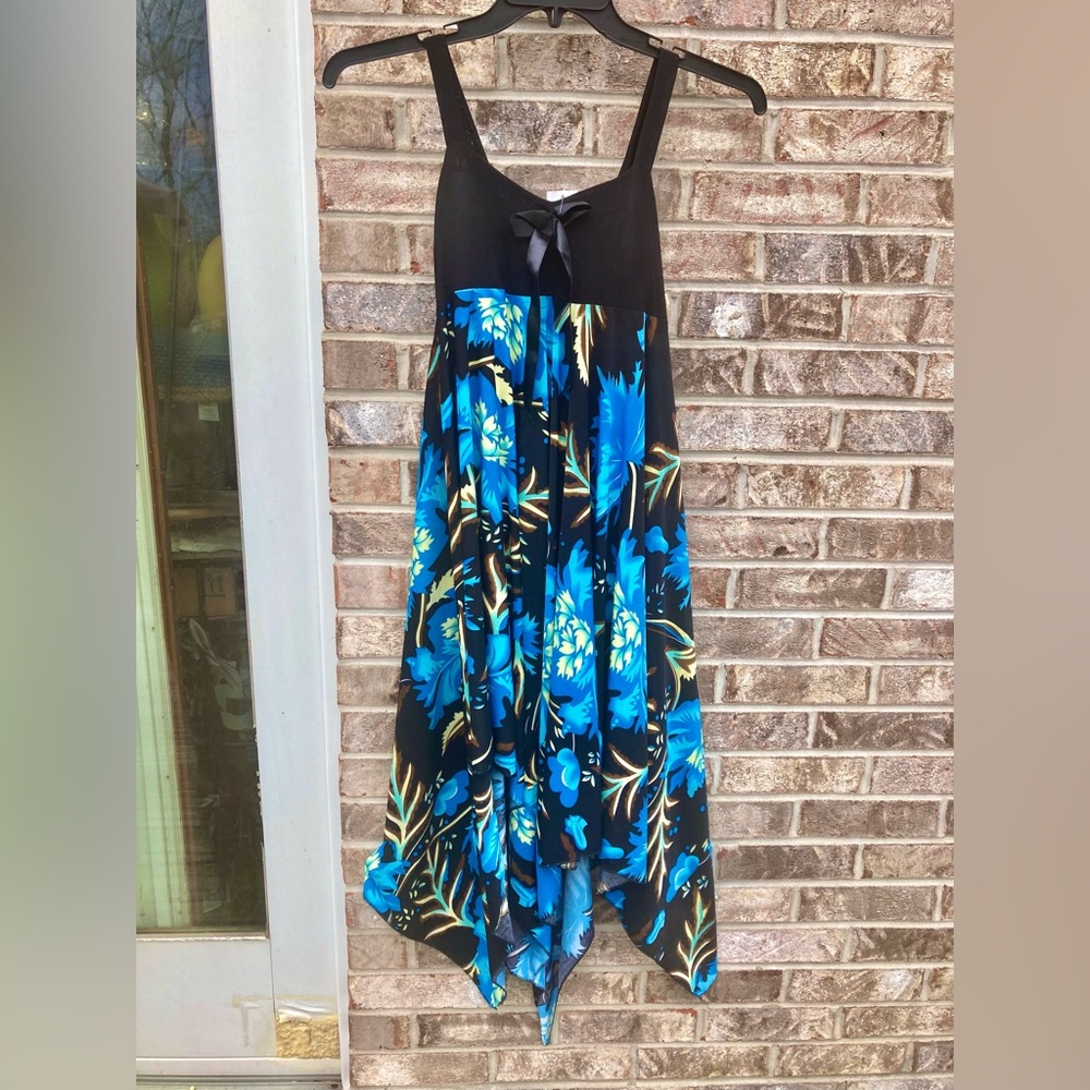 NWTS Black & Blue Tropical Asymmetrical Summer Dress